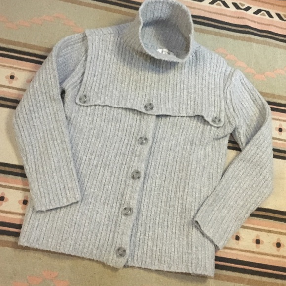 Rosetta Getty Sweaters - Rosetta Getty SMALL Light Grey knit layered turtleneck sweater & cardigan GUC